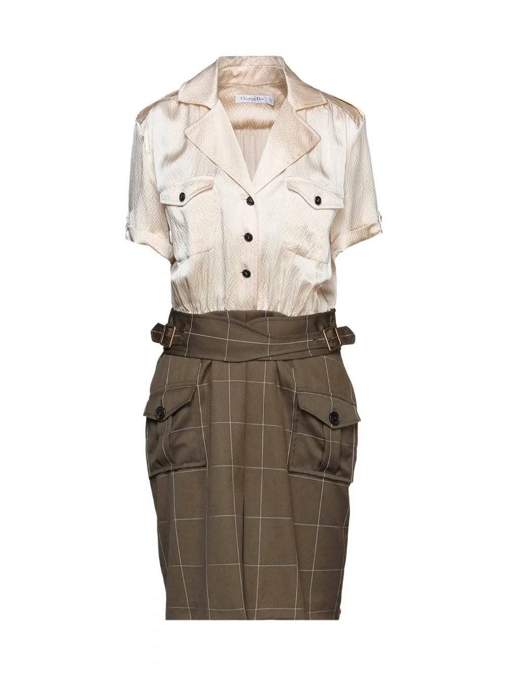 bodycon split midi dress Coffee Front Slit V Neck and a chic midi Solid Satin 3/4 Tab Kleur:Donkergroen Gypsy